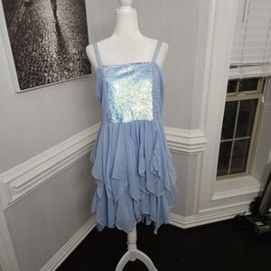 Justice Reversible Sequins and Tulle Light Blue Girls Dress size 22